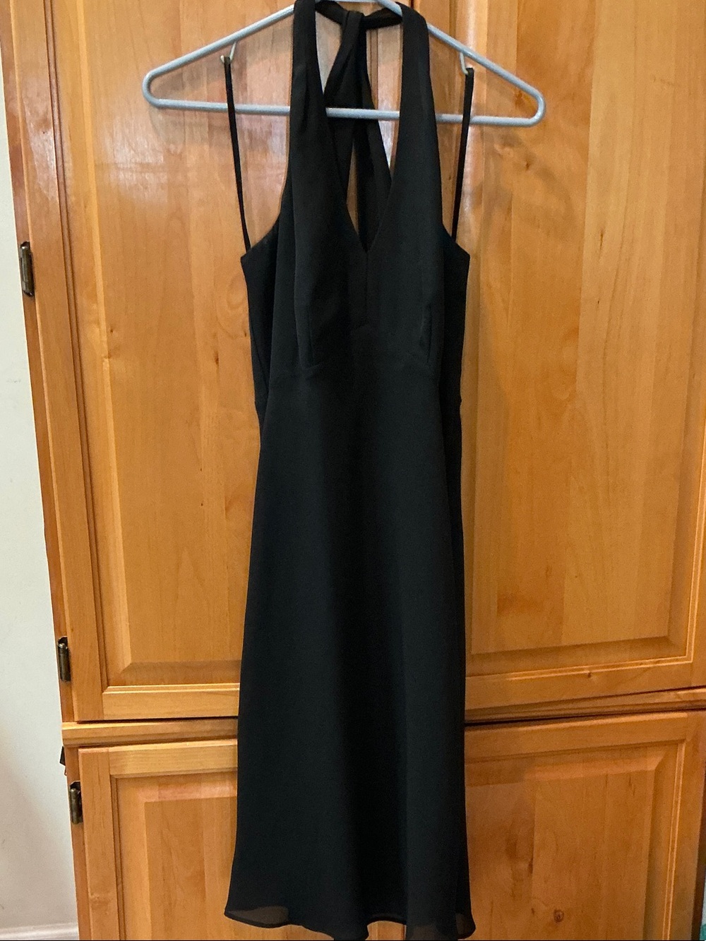 Black Halter Midi Dress - Elegant Women's Evening Dress